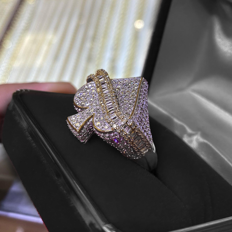 Iced Out Baguette Cut Spade Ring