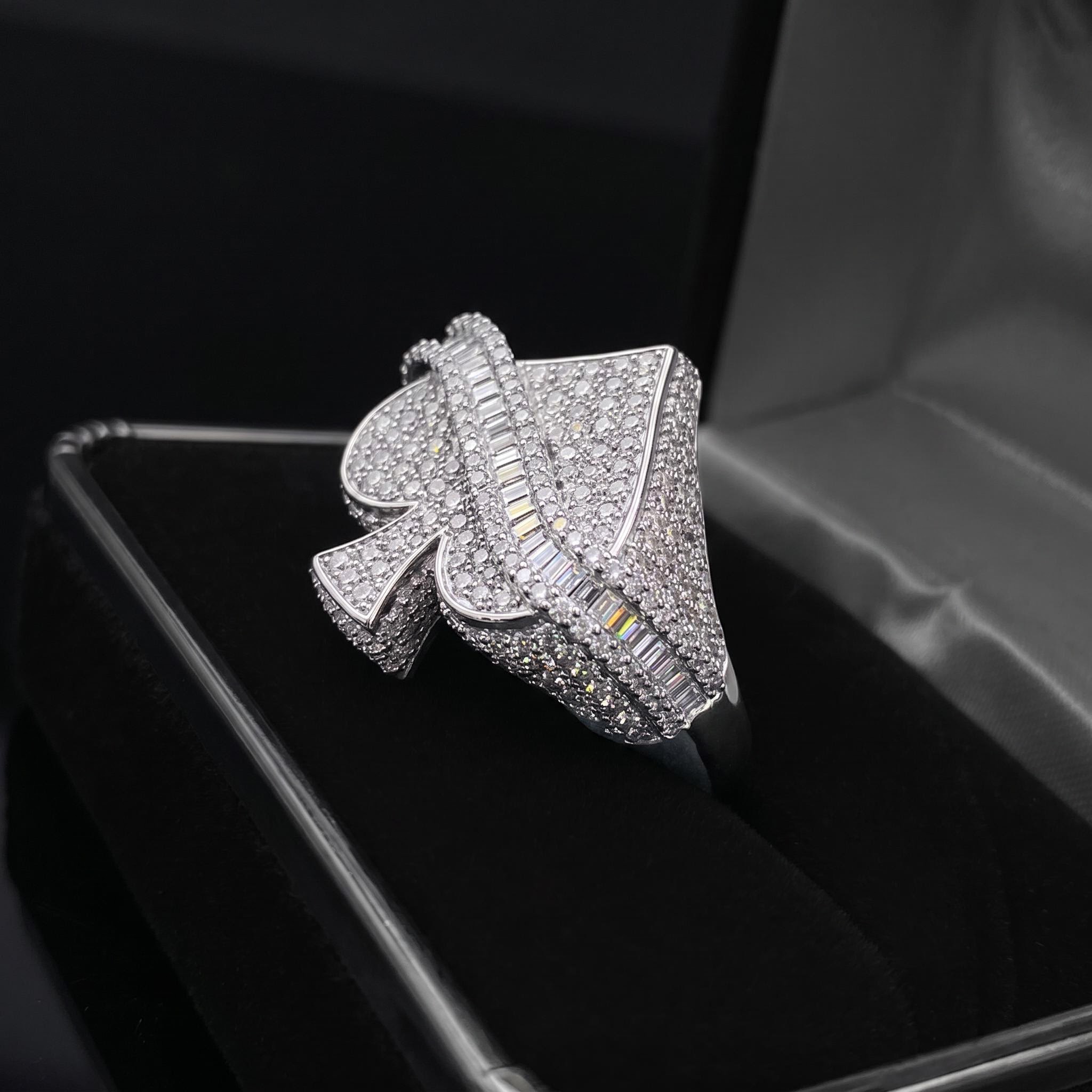 Iced Out Baguette Cut Spade Ring Iced Out Baguette Cut Spade Ring