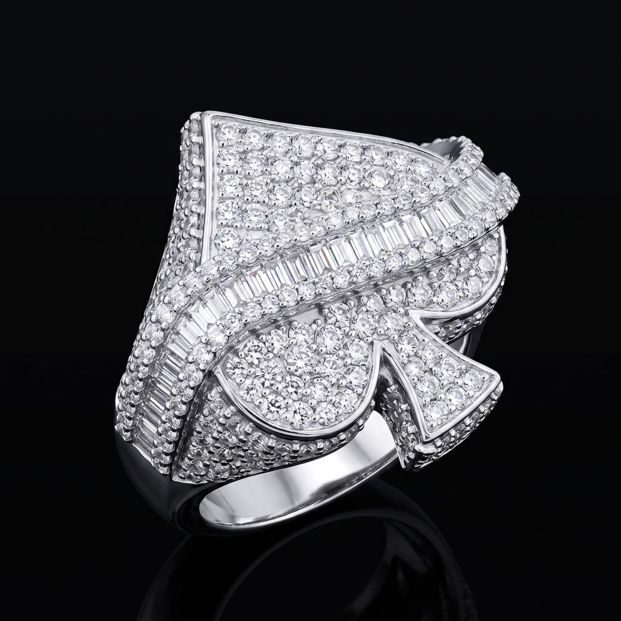 Iced Out Baguette Cut Spade Ring Iced Out Baguette Cut Spade Ring