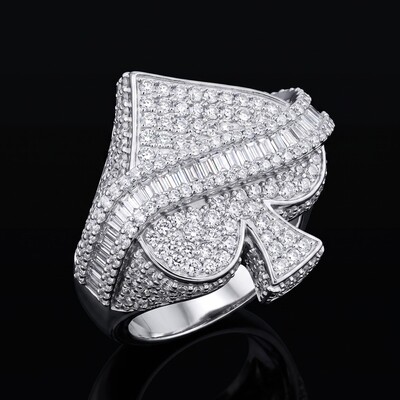 Iced Out Baguette Cut Spade Ring