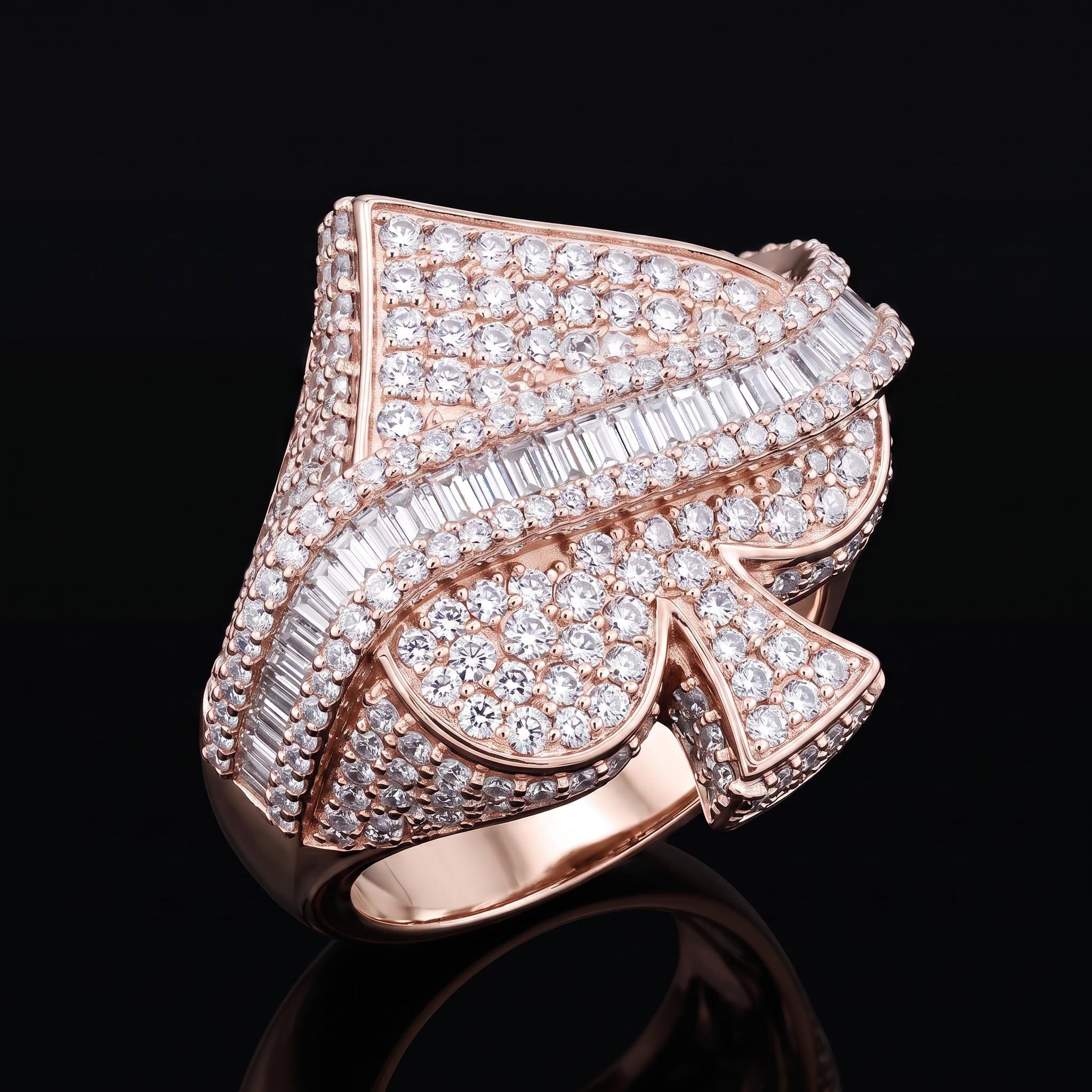 Iced Out Baguette Cut Spade Ring Iced Out Baguette Cut Spade Ring