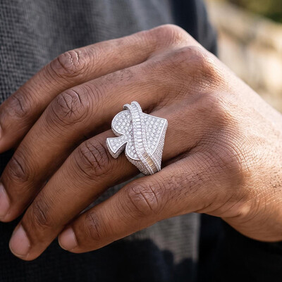 Iced Out Baguette Cut Spade Ring