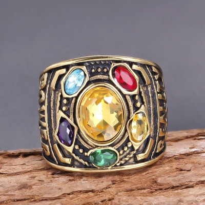 Colorful Diamonds Ring in Gold