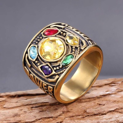 Colorful Diamonds Ring in Gold