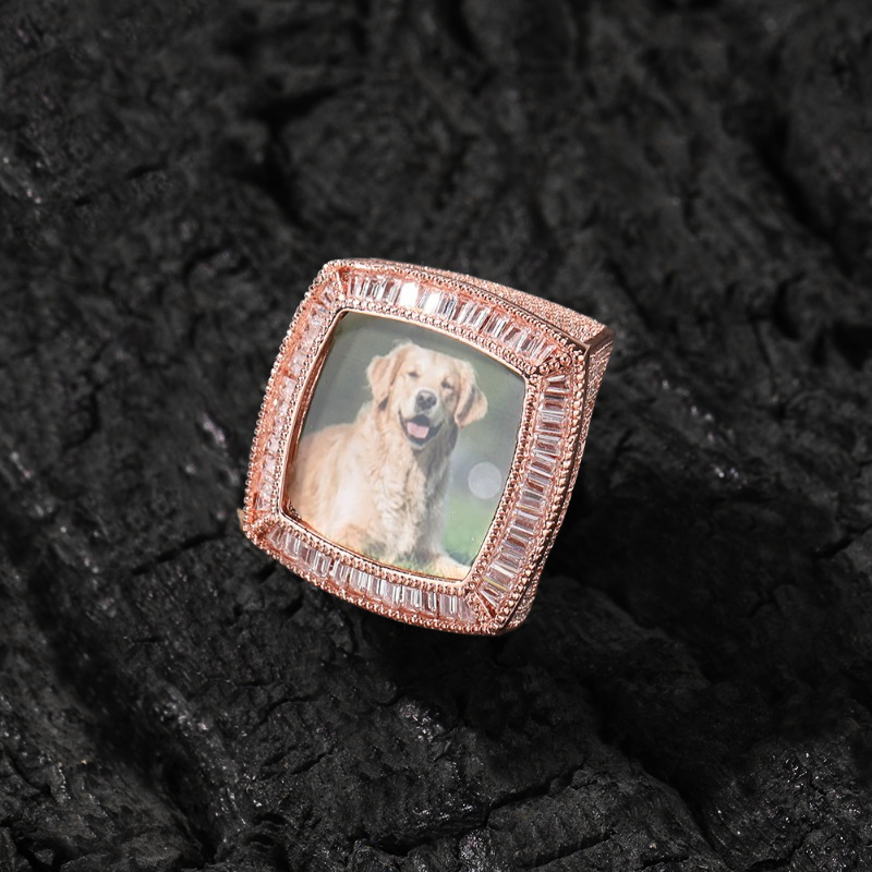 Iced Out Baguette Cut Custom Photo Ring