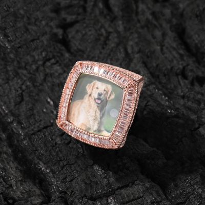Iced Out Baguette Cut Custom Photo Ring