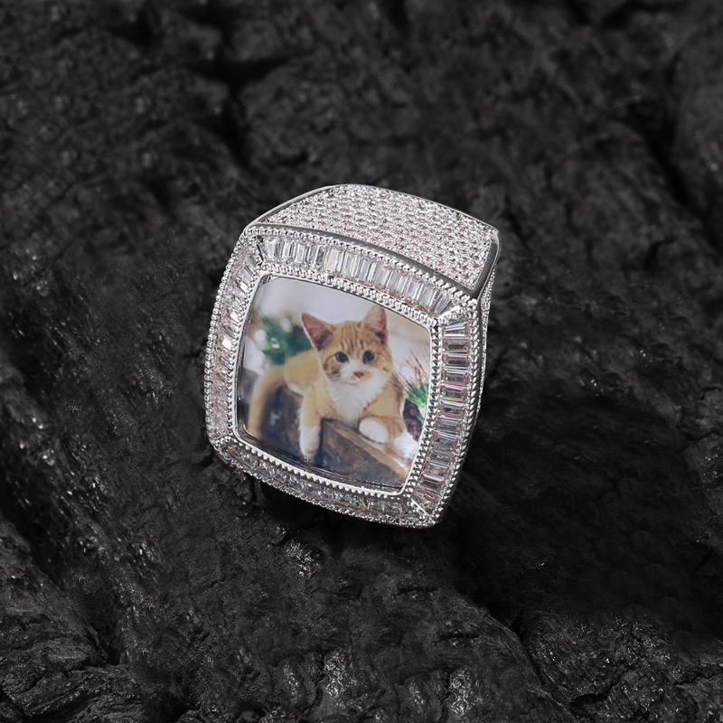 Iced Out Baguette Cut Custom Photo Ring