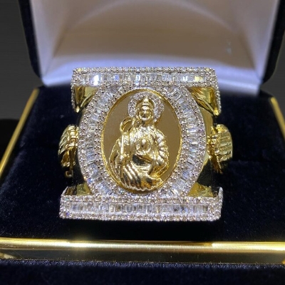 Iced Out Baguette Cut St. Jude Ring