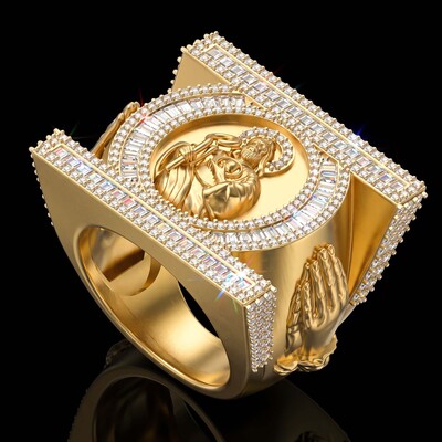 Iced Out Baguette Cut St. Jude Ring