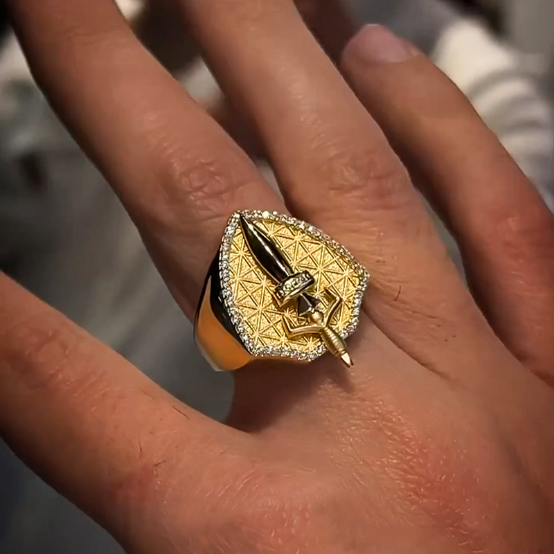 Three-dimensional Sword Shield Shaped Ring