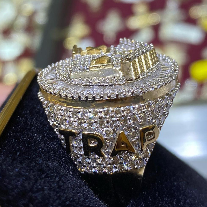 Iced Trap House Ring for Men