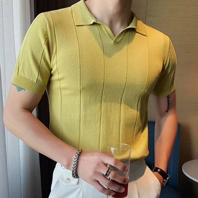 Solid Color Ice Silk Slim Fit Polo Shirt