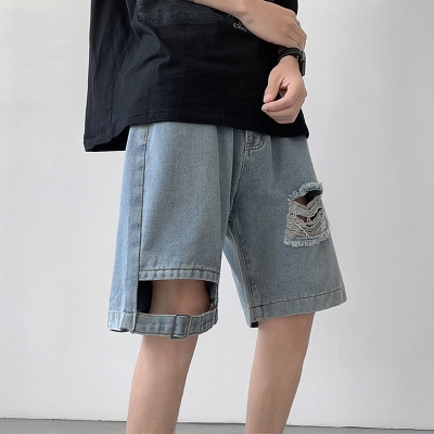 Hip Hop Hollowed Out Ripped Denim Shorts
