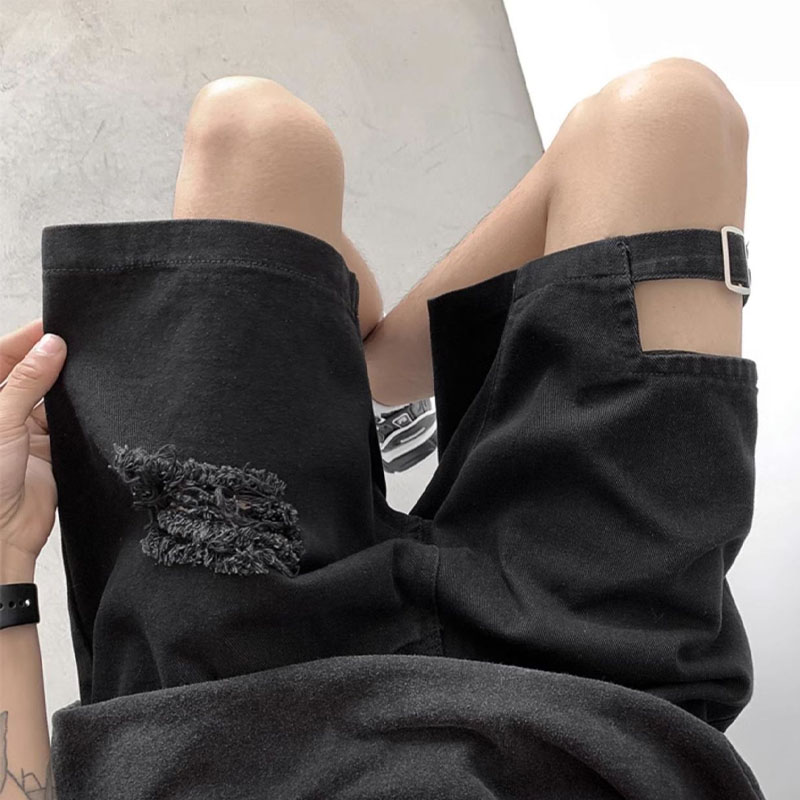 Hip Hop Hollowed Out Ripped Denim Shorts