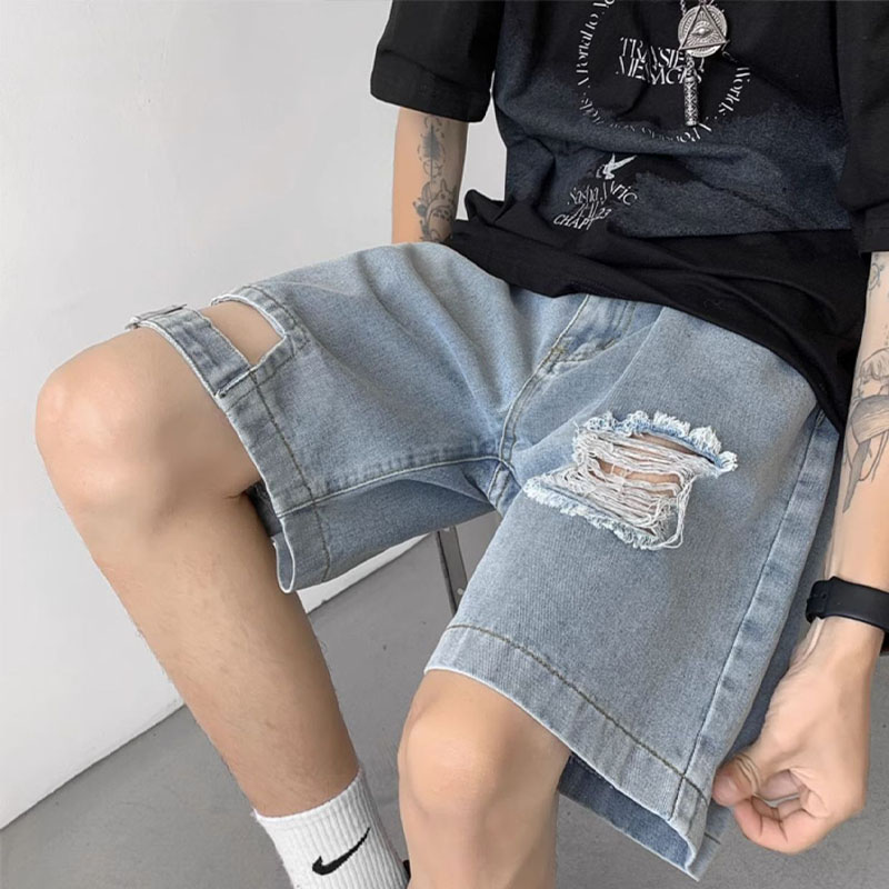 Hip Hop Hollowed Out Ripped Denim Shorts