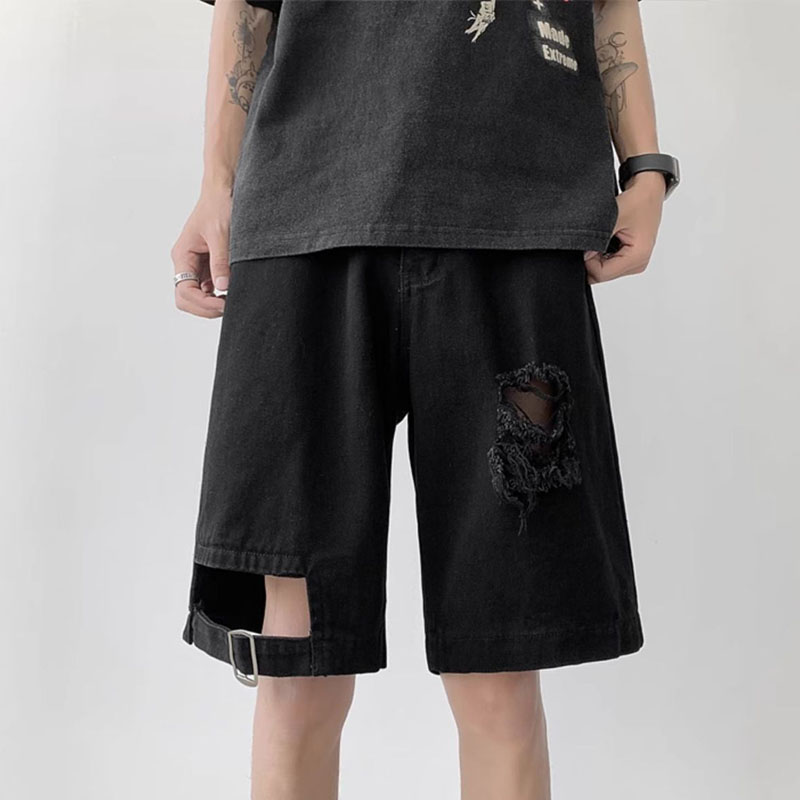 Hip Hop Hollowed Out Ripped Denim Shorts