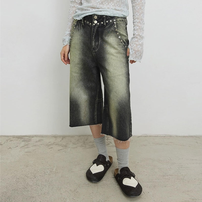 Y2K Hip Hop Studded Design Denim Shorts