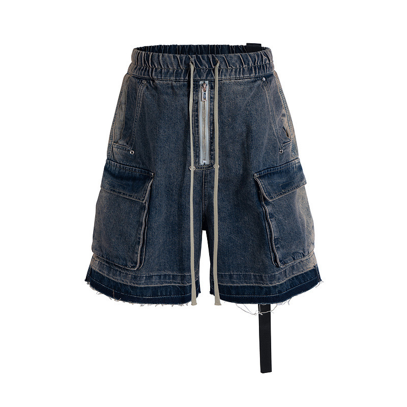 Y2K Hip Hop Pocket Washed Destroyed Denim Shorts