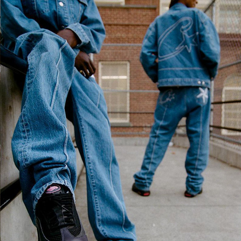 Y2K Hip Hop Western Denim Jacket Set