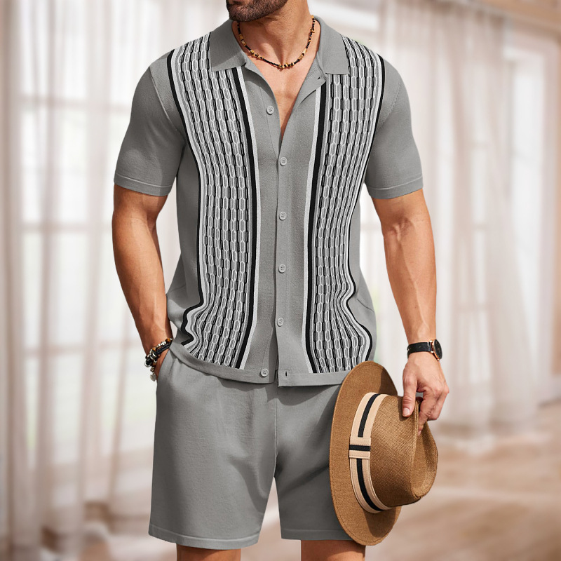 Business Casual Chilled Silk Knit Polo Shirt Suit