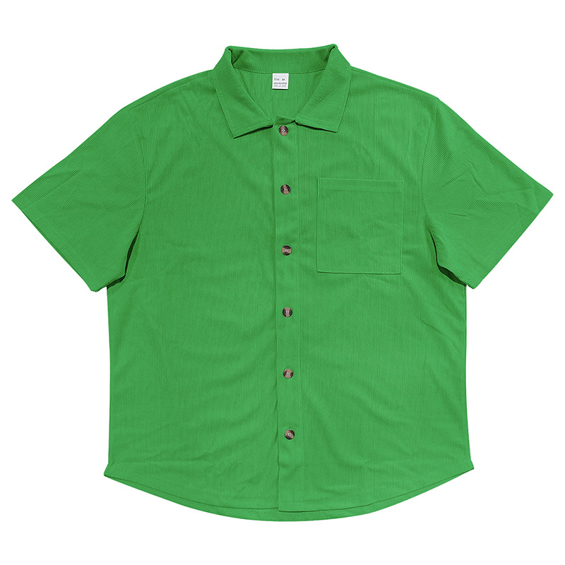 Solid Color Lapel Shirt Short Sleeve Shorts Set