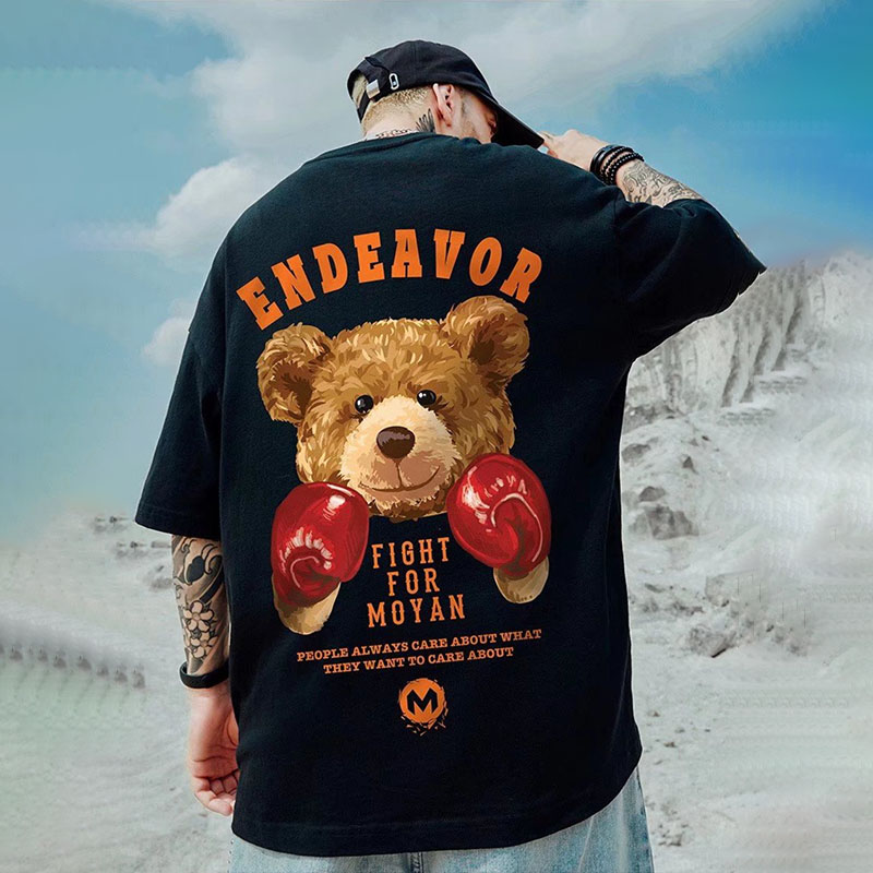 Hip Hop Boxing Bear Graphic T-Shirt