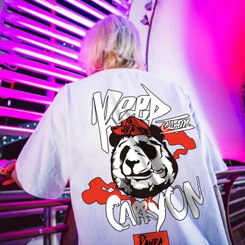 Unisex Hip Hop Panda Graphic T-Shirt