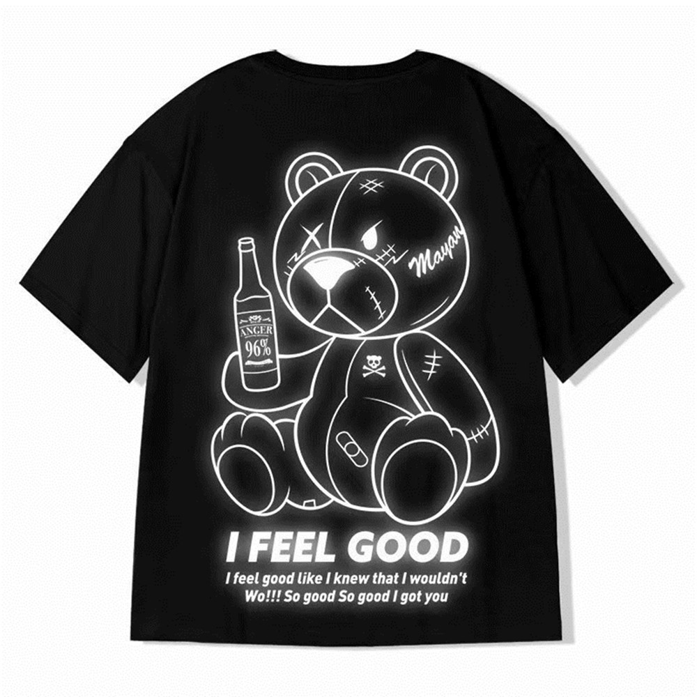 Hip Hop Drinking Bear Graphic T-Shirt