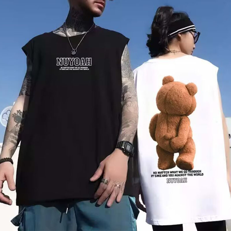 Hip Hop Bear Graphic Sleeveless T-Shirt