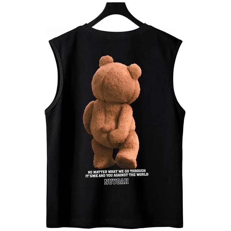 Hip Hop Bear Graphic Sleeveless T-Shirt
