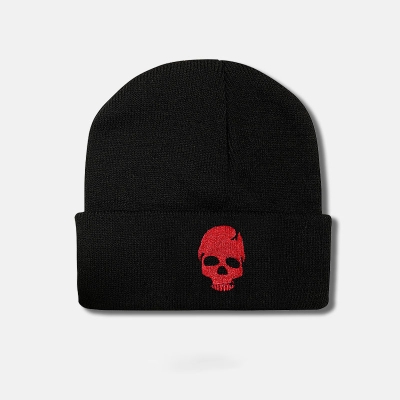 Hip Hop Punk Embroidered Skull Wool Hat