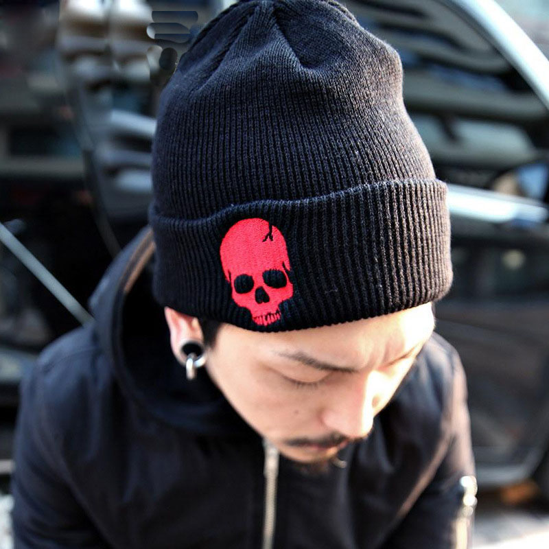 Hip Hop Punk Embroidered Skull Wool Hat