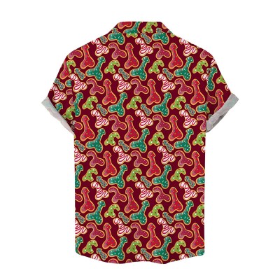 Fun Christmas Cocks Biscuit Print Hawaiian Shirt