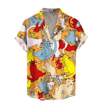 Multicolor Cats Print Hawaiian Shirt
