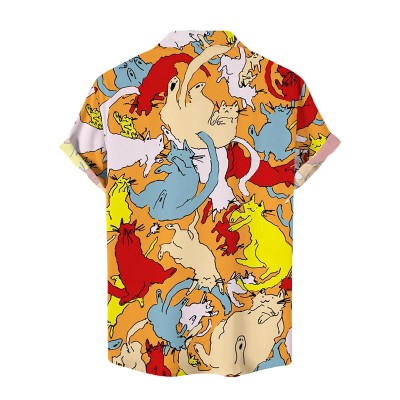 Multicolor Cats Print Hawaiian Shirt