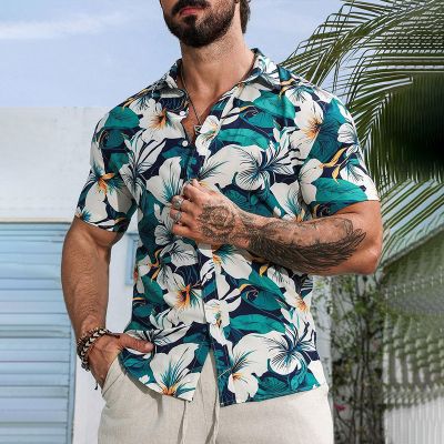 Floral Printed Linen Hawaiian Shirt