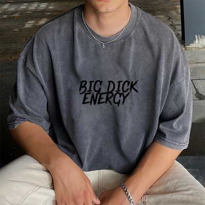 Big Dick Energy Printed Washed and Aged Cotton T-Shirt