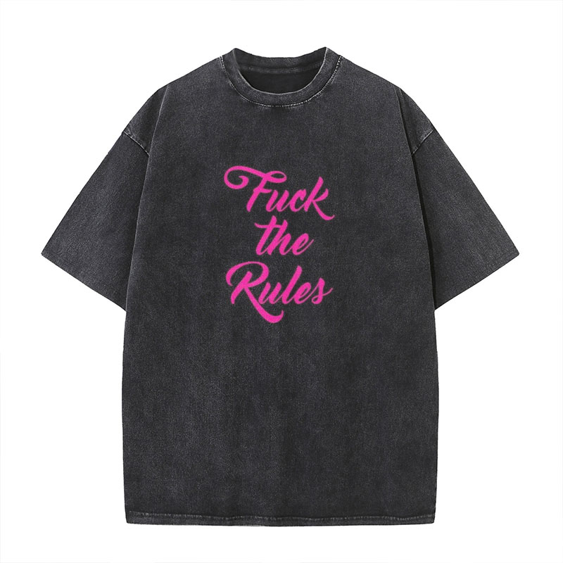 F*uck The Rules Printed Washed Cotton T-Shirt