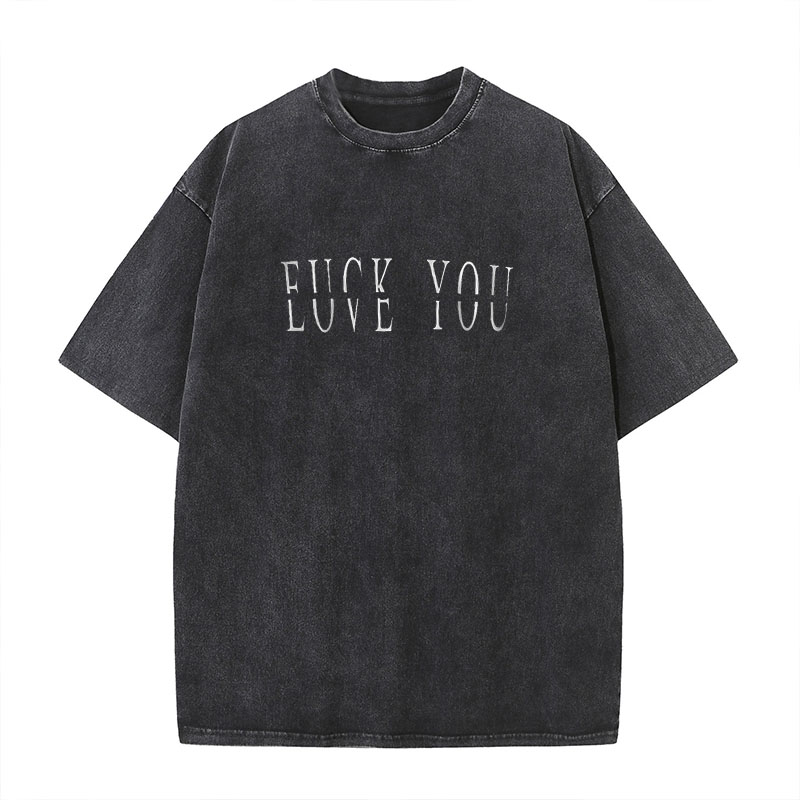 Love You Printed Washed Cotton T-Shirt