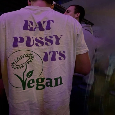 Eat Pussy Its Vegan Printed Cotton T-Shirt