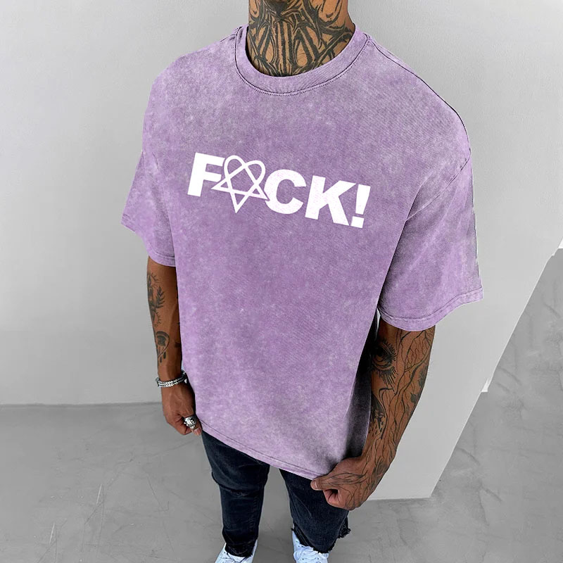 F*ck Printed Washed Cotton T-Shirt