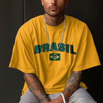 Brasil Football Printed Cotton T-Shirt