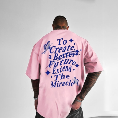Hip Hop Colorblocked Text Graphic T-Shirt