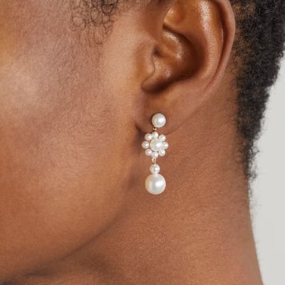 Sunflower Pearl Drop Earrings