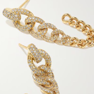 Diamond Double Chain Drop Earrings