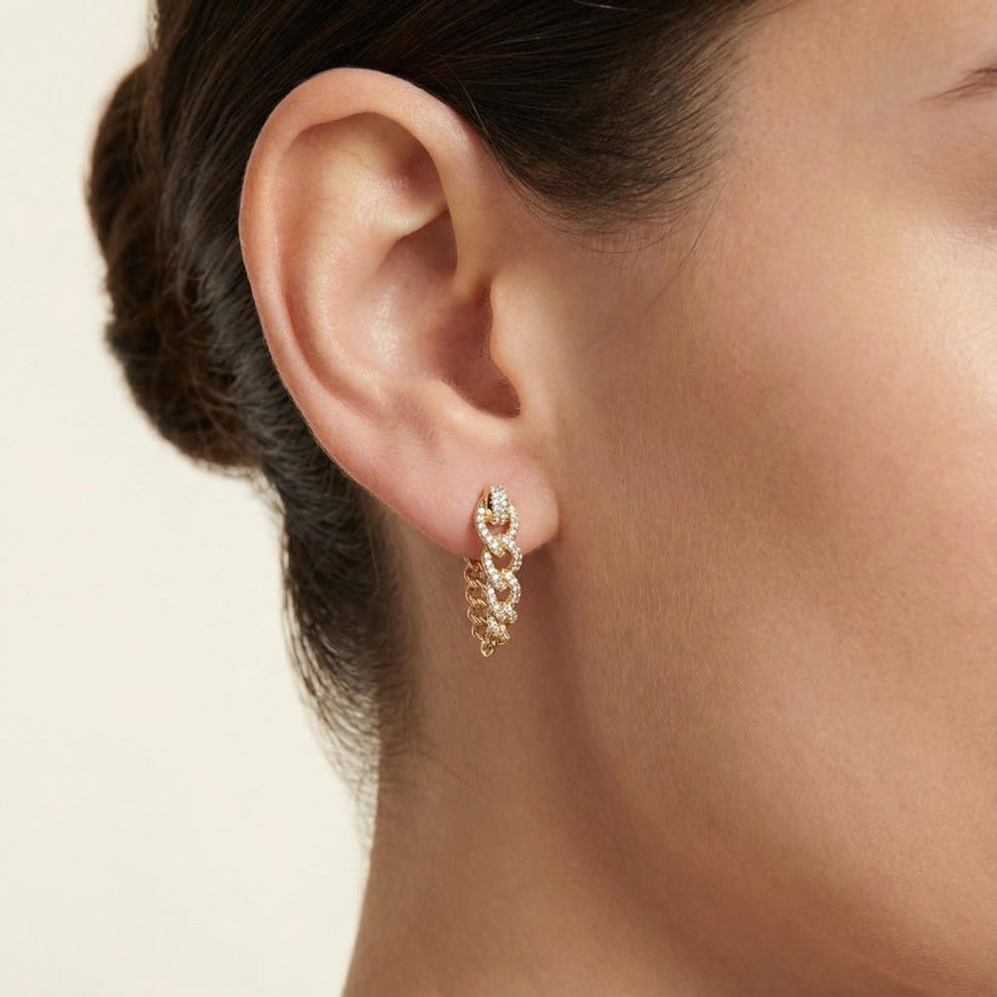 Diamond Double Chain Drop Earrings Diamond Double Chain Drop Earrings