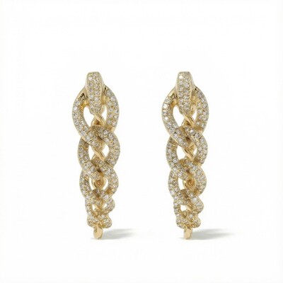 Diamond Double Chain Drop Earrings