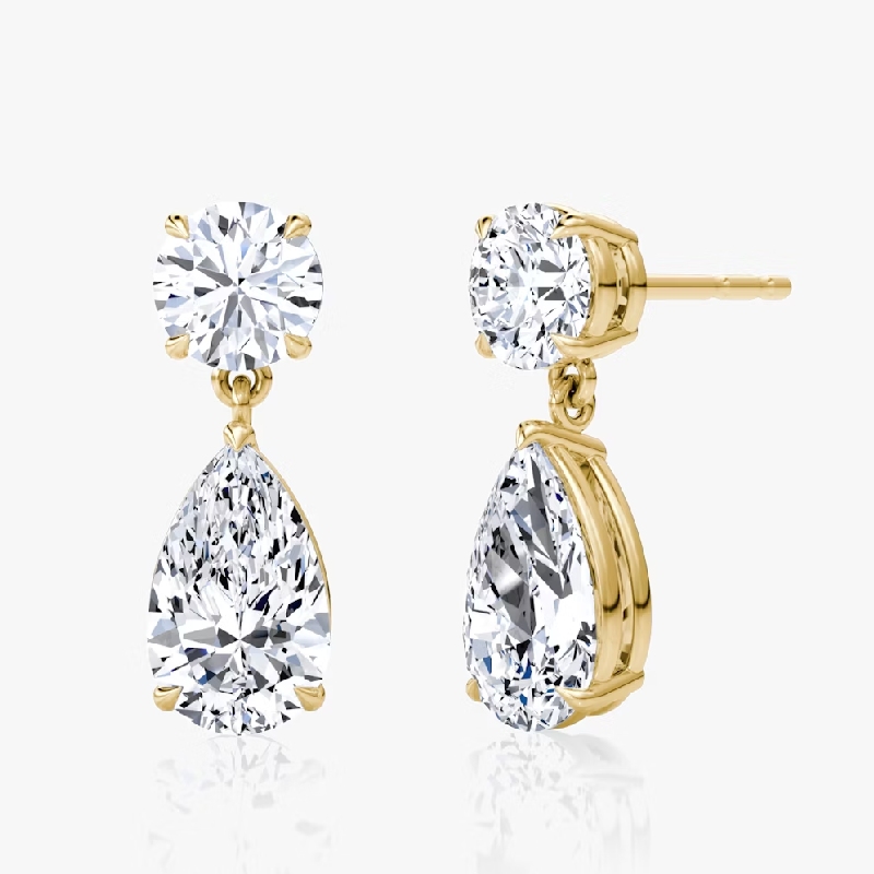 Stunning Round & Pear Cut Drop Earrings