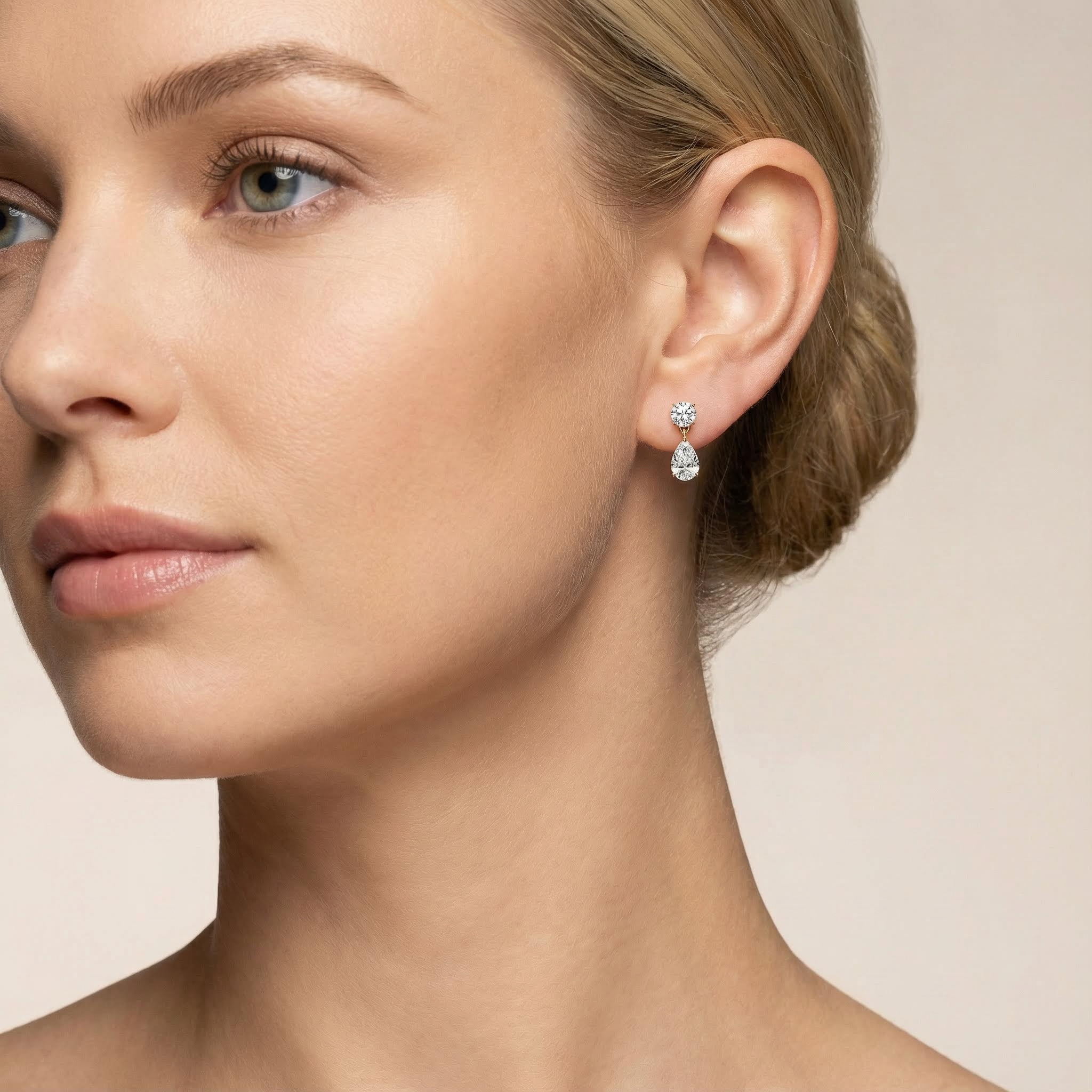 Stunning Round & Pear Cut Drop Earrings