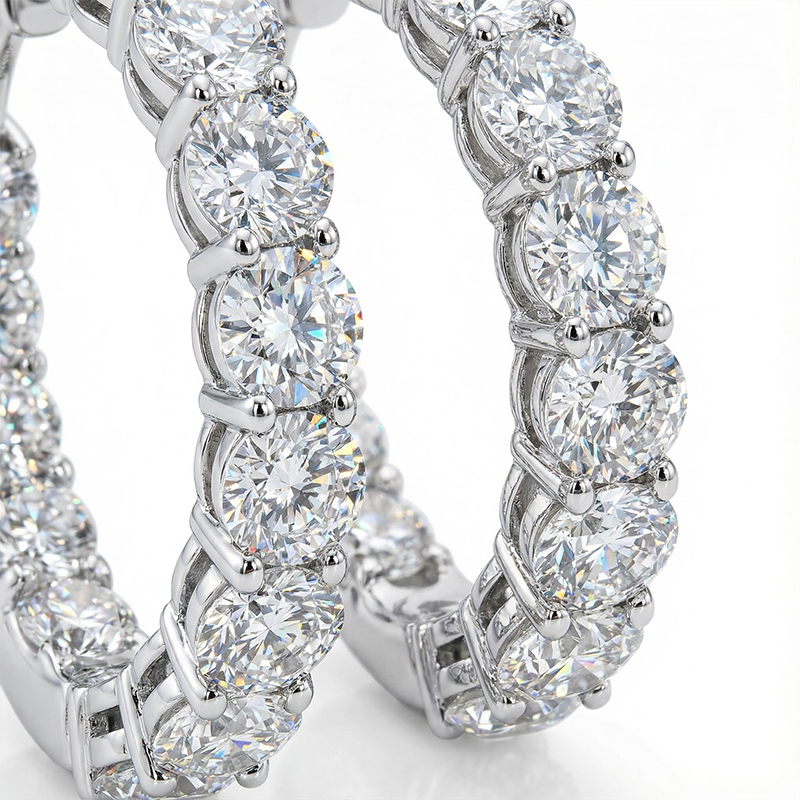 Round Cut Oval-shape Hoop Earrings